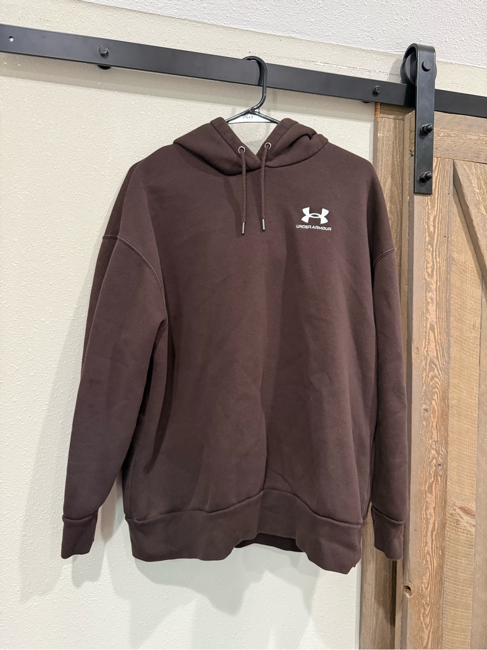 Under Armour Brown Men's Pullover Hoodie with White Logo